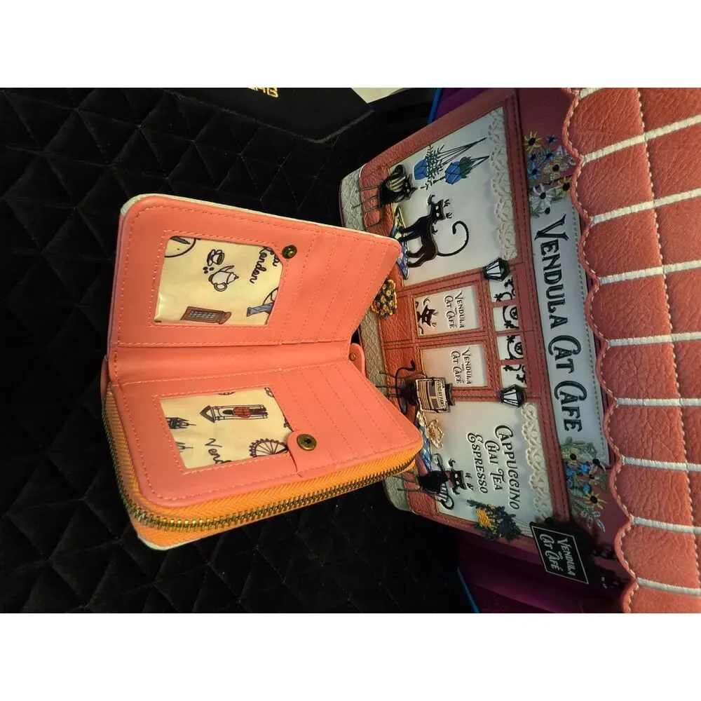 Vendula London Cat Cafe Grab Bag Matching Wallet - Retired (Damaged Handles) - Picture 10 of 10